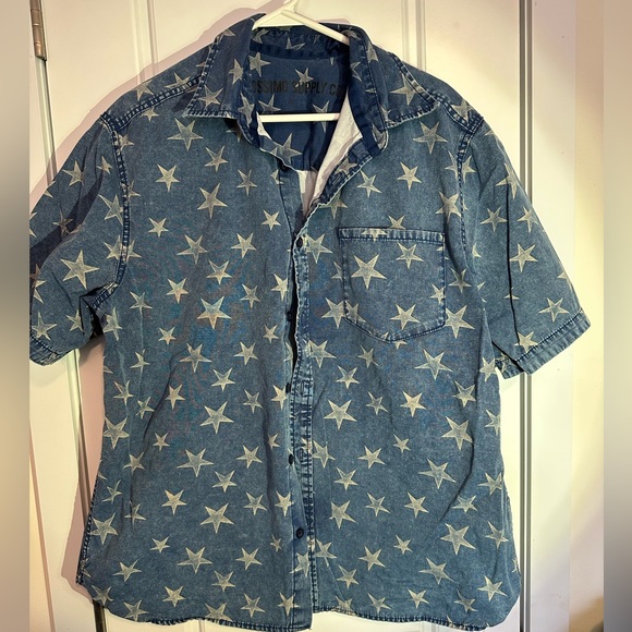 Men’s Mossimo denim star button up size XL - Picture 4 of 5